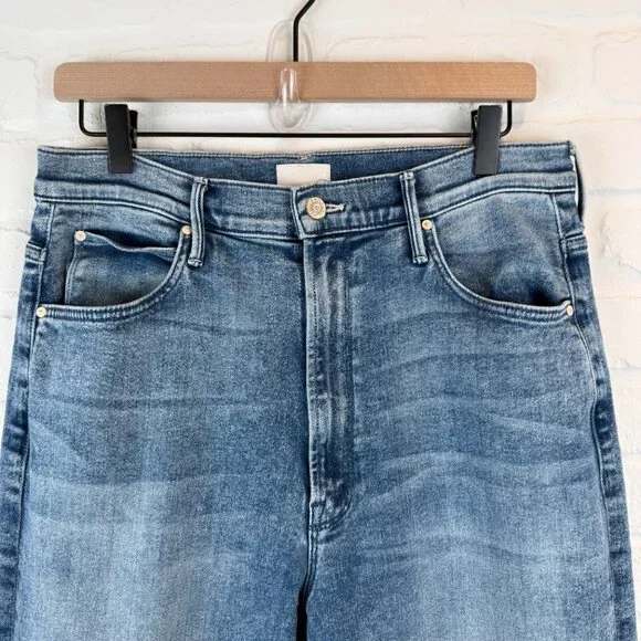Mother High Waisted Tunnel Vision Sneak Jeans Twice Shy Wash Blue Wide Leg 31 - Picture 3 of 14